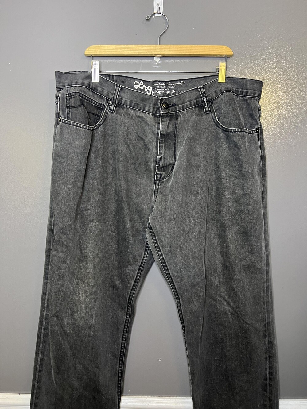 LRG Jeans Mens 42x32 Gray True Straight Fit Straight Leg Denim Charcoal Wash